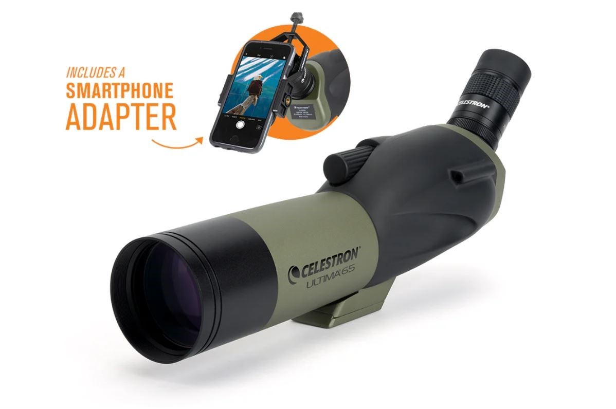 Celestron Ultima 18-55x65mm Angled Zoom Spotting Scope with Smartphone Adapter