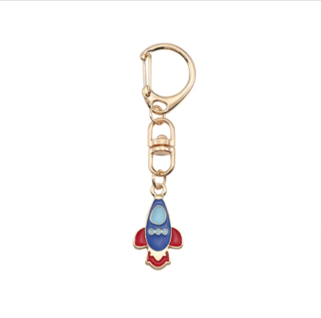 Enamel Keychain - Blue rocket