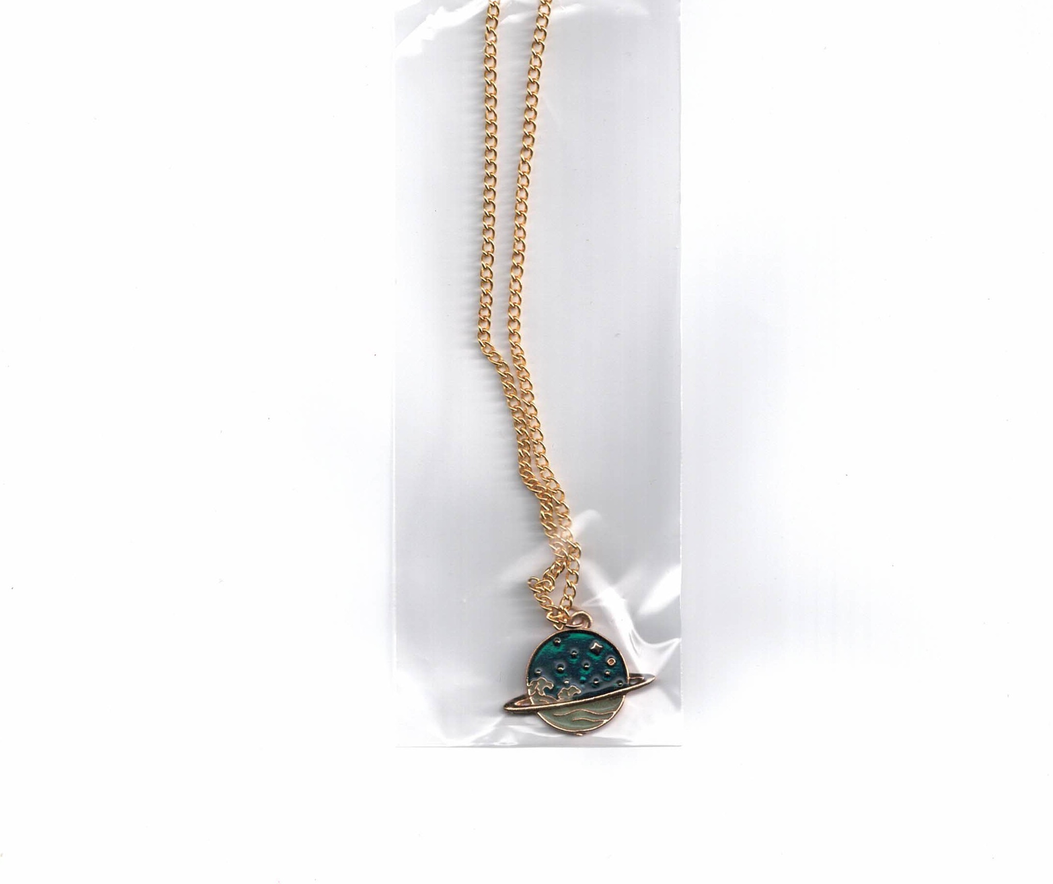 Blue Ocean Wave Planet Chain Pendant