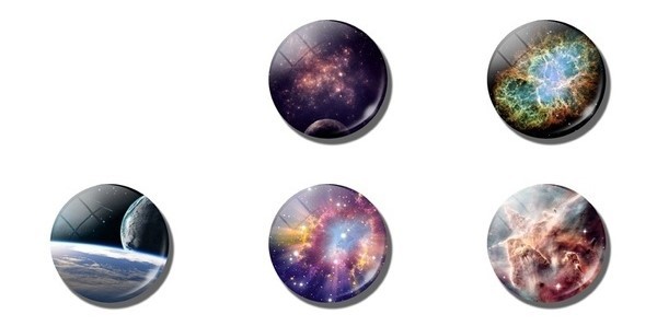 Outer Space Round Stickers 5 pieces