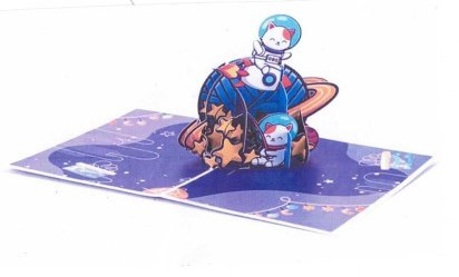 Space Astronaut Cats Pop-Up Greeting Card