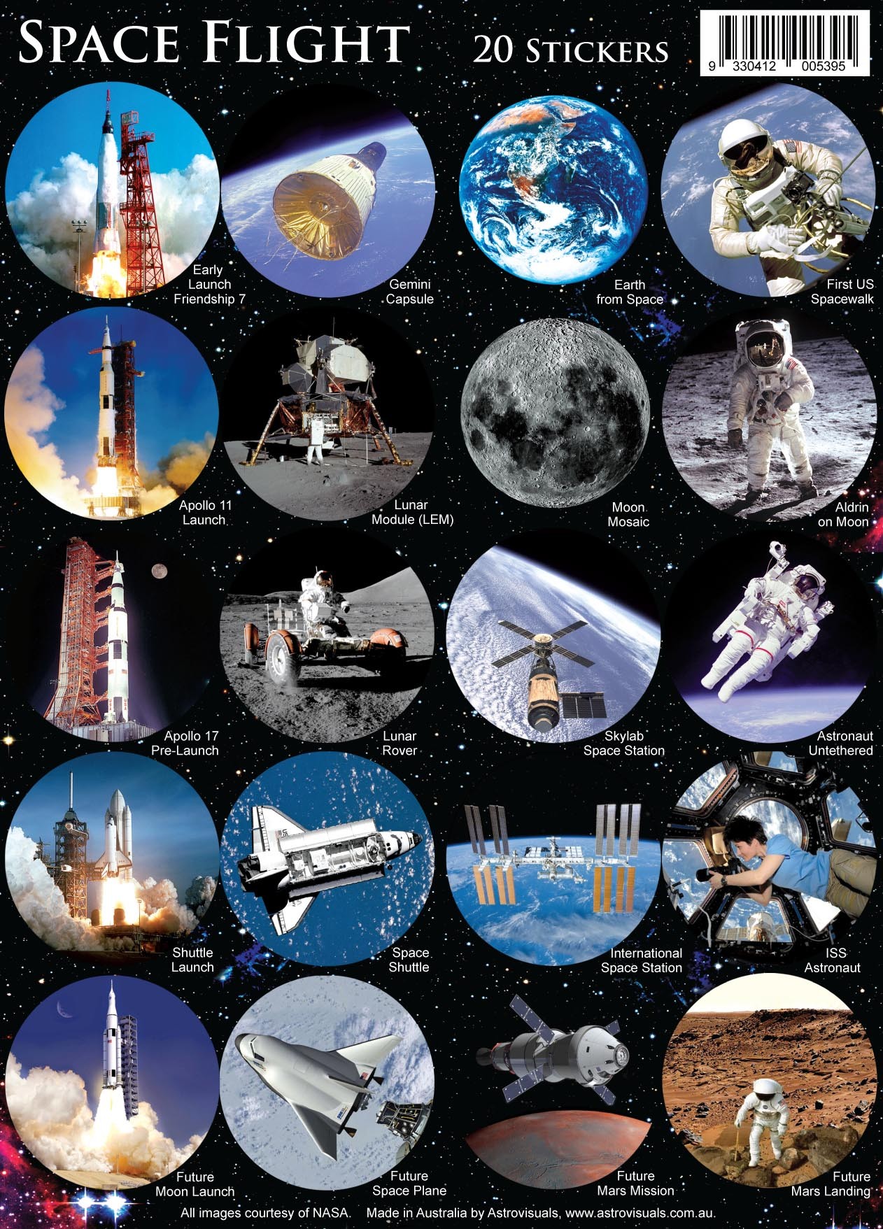 Astrovisuals Space Flight Set of 20 Stickers