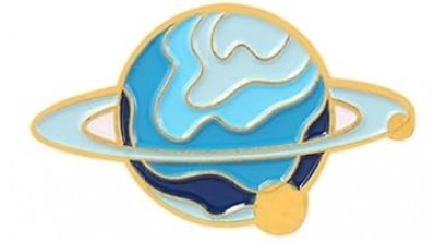  Blue Ringed Planet Enamel Pin Style 3