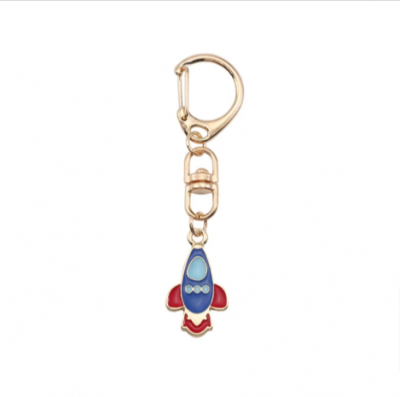 Enamel Keychain - Blue rocket