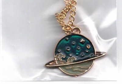 Blue Ocean Wave Planet Chain Pendant