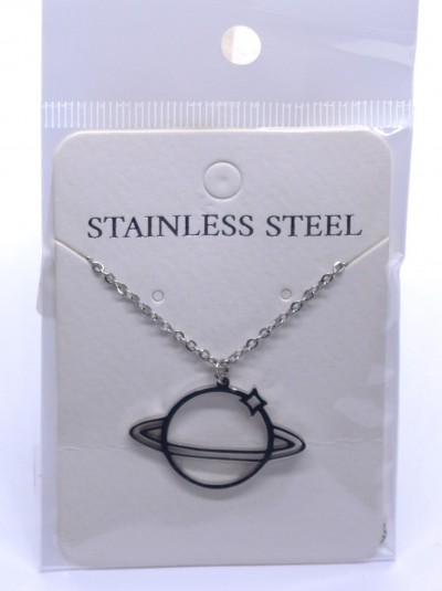 Planet Stainless Steel Necklace Silver Tone