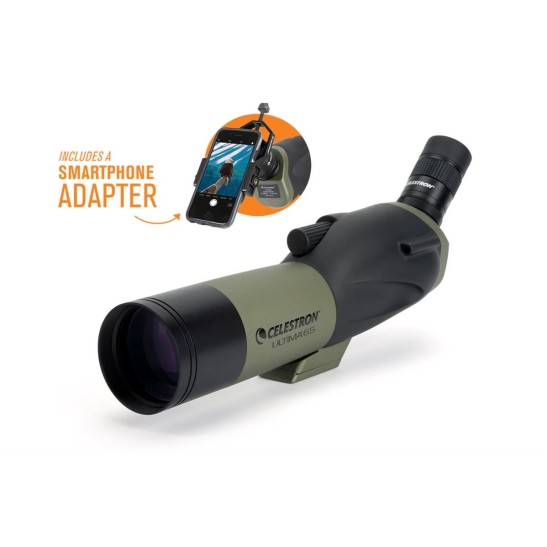 Celestron Ultima 18-55x65mm Angled Zoom Spotting Scope with Smartphone Adapter