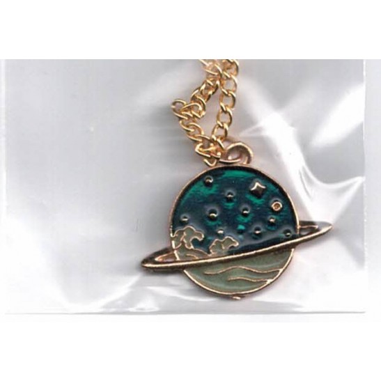 Blue Ocean Wave Planet Chain Pendant