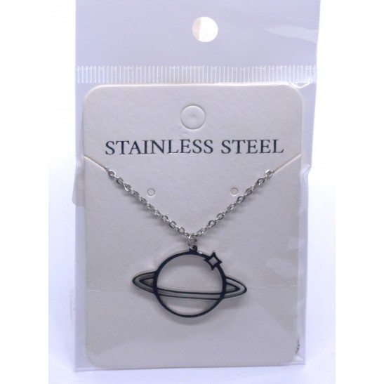 Planet Stainless Steel Necklace Silver Tone